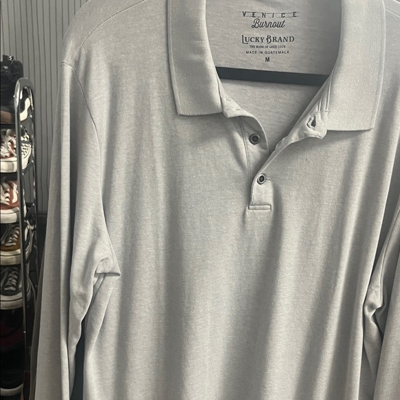 Lucky Brand Light Gray Men's Long Sleeve Polo Shirt - Picture 4 of 6